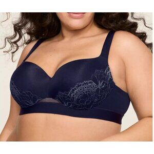 New Cacique Comfort Bliss Lined Navy Blue Underwire Bra 40DDD
